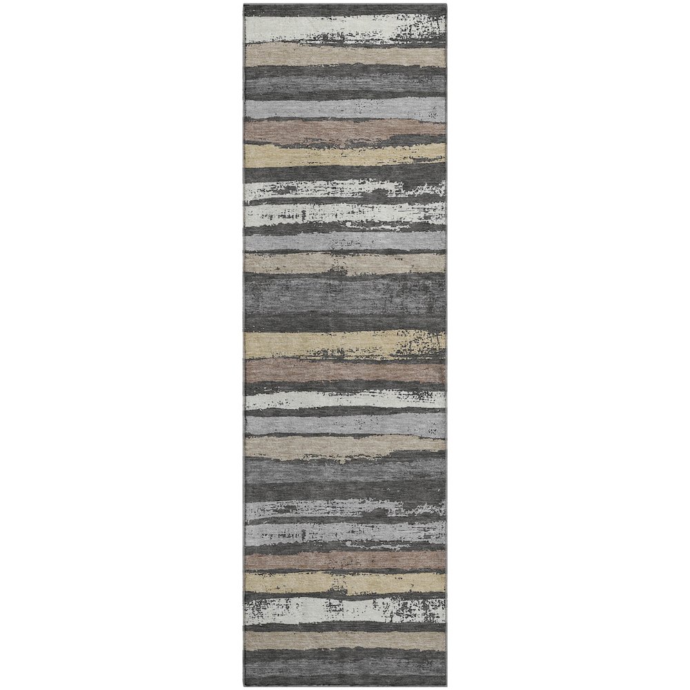 Premium Machine Washable Mayfield AMF1019 Charcoal 2'3" x 7'6" Runner Rug. Picture 1