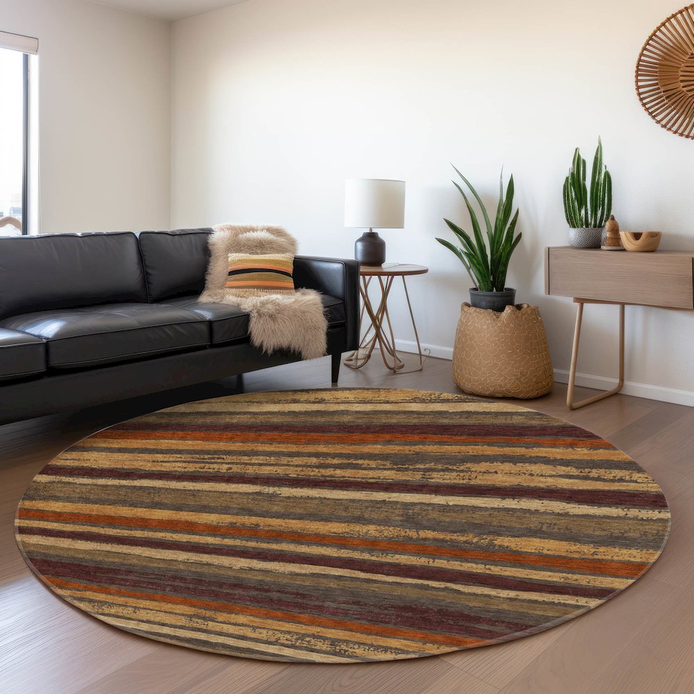 Premium Machine Washable Mayfield AMF1019 Chocolate 8' x 8' Round Rug. Picture 5
