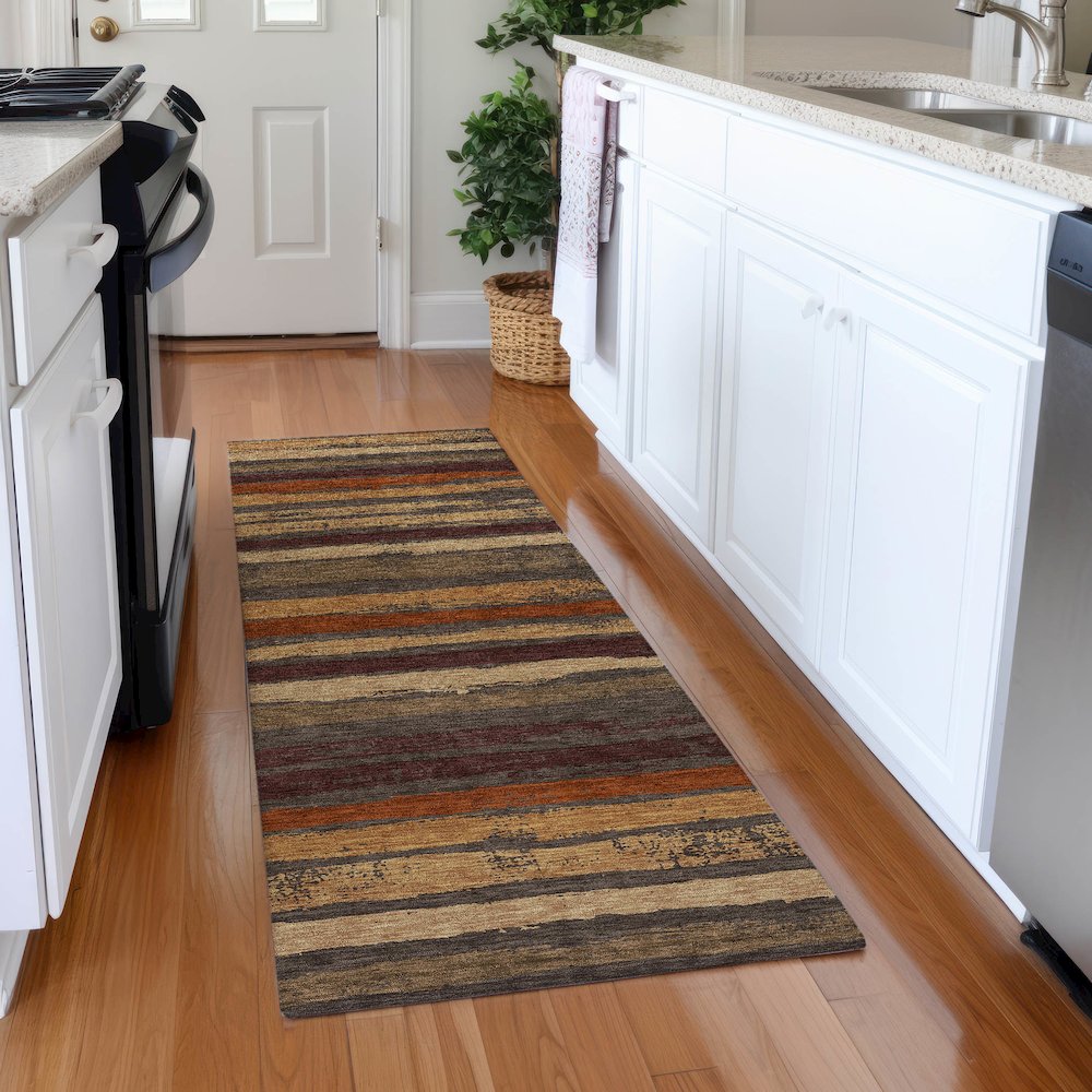 Premium Machine Washable Mayfield AMF1019 Chocolate 2'3" x 7'6" Runner Rug. Picture 5