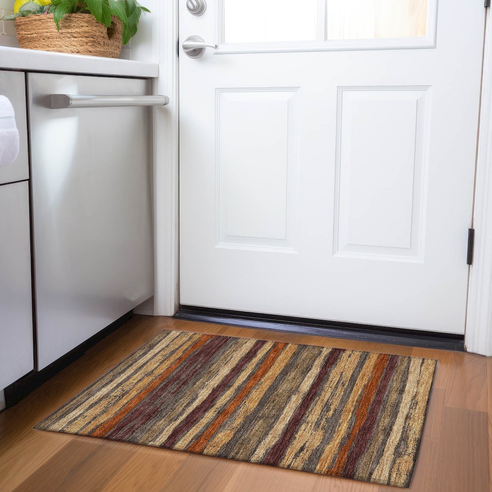 Premium Machine Washable Mayfield AMF1019 Chocolate 1'8" x 2'6" Rug. Picture 5
