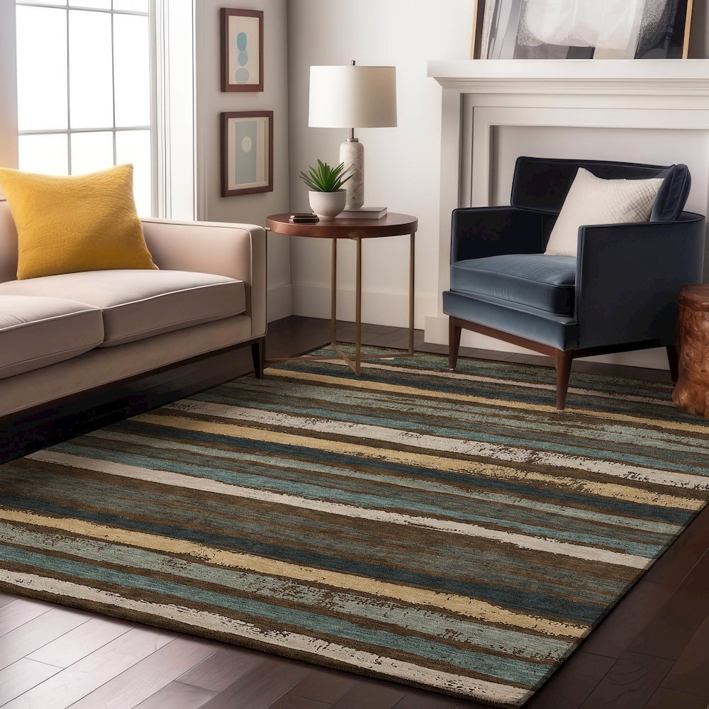 Premium Machine Washable Mayfield AMF1019 Fudge 2'6" x 3'10" Rug. Picture 5