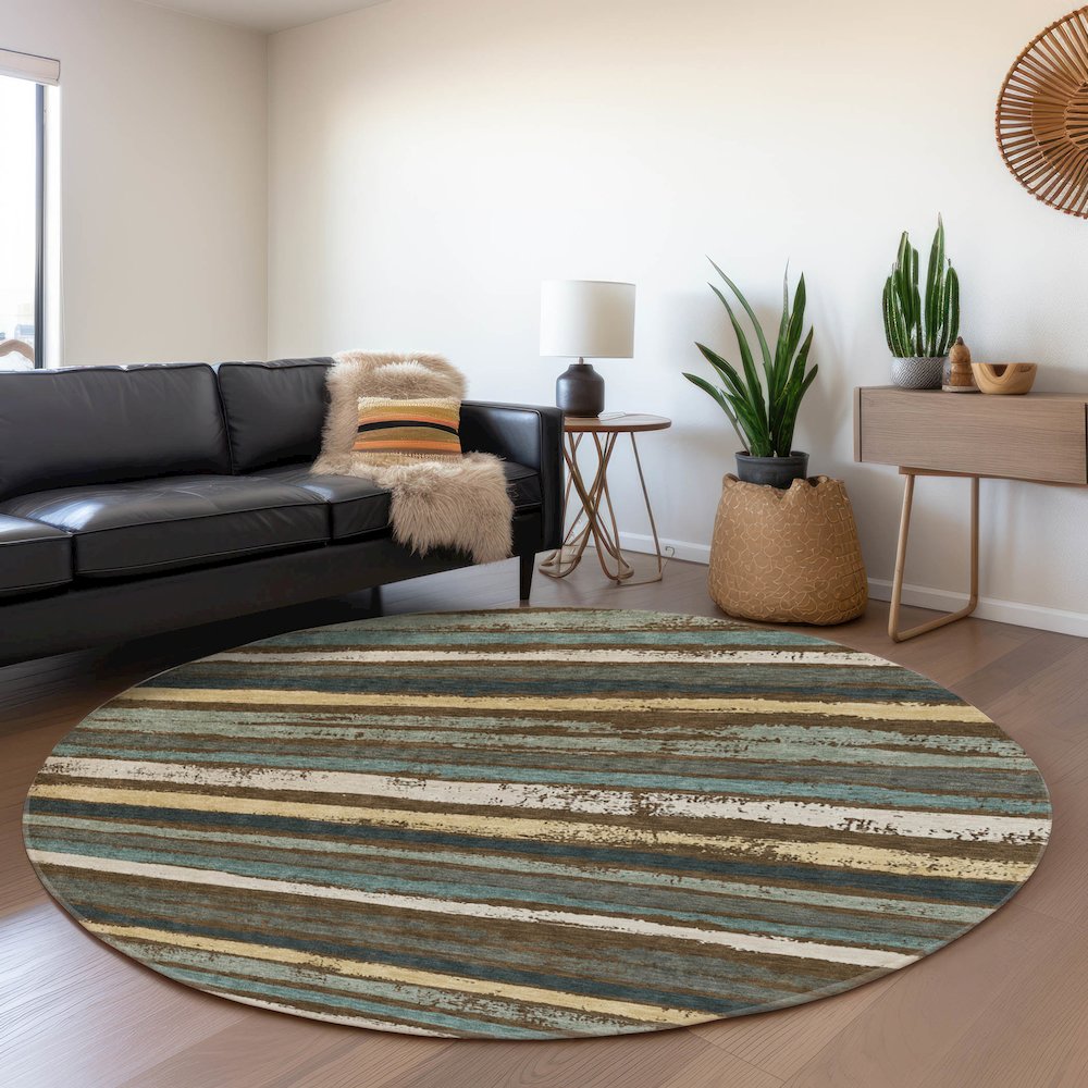 Premium Machine Washable Mayfield AMF1019 Fudge 8' x 8' Round Rug. Picture 5