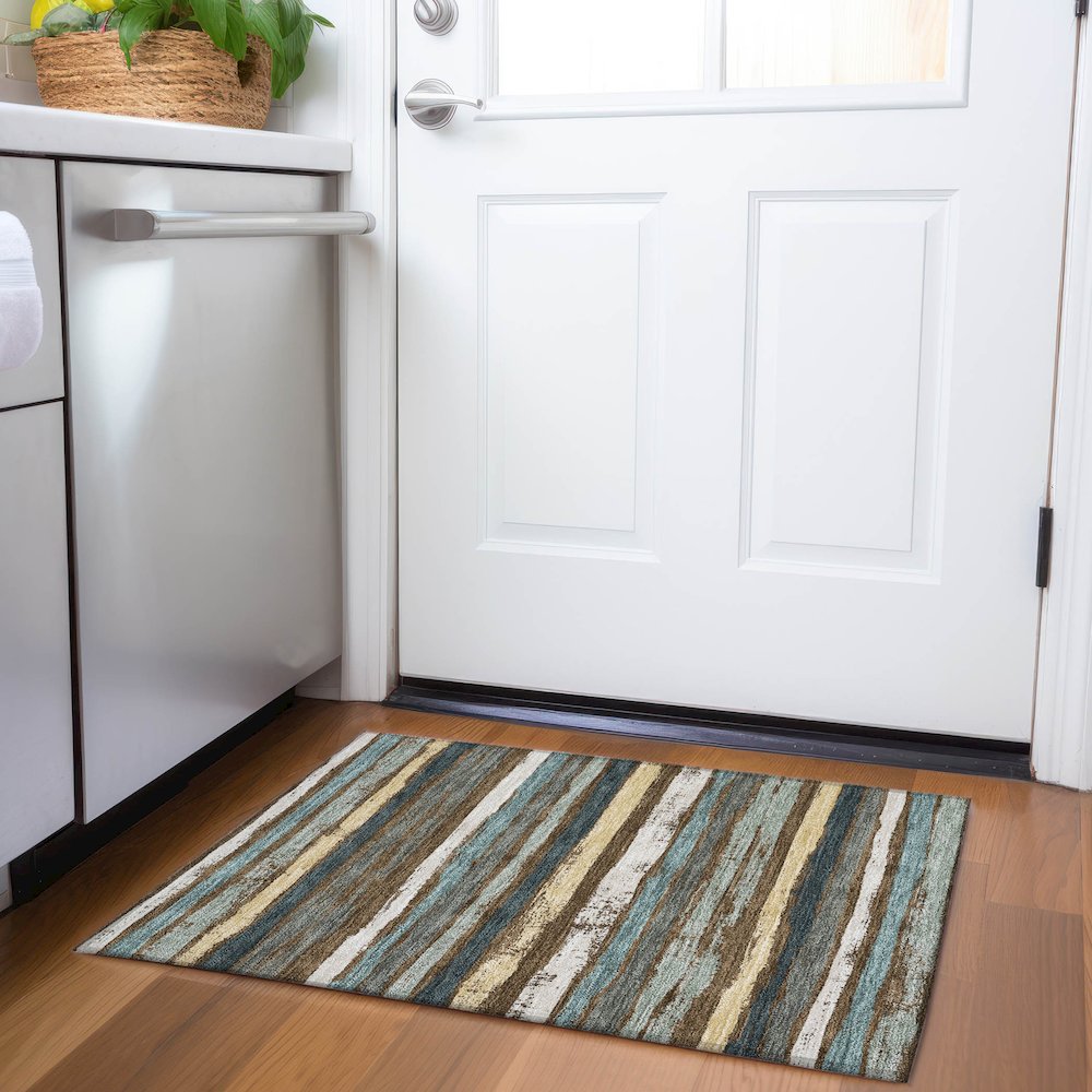 Premium Machine Washable Mayfield AMF1019 Fudge 1'8" x 2'6" Rug. Picture 5