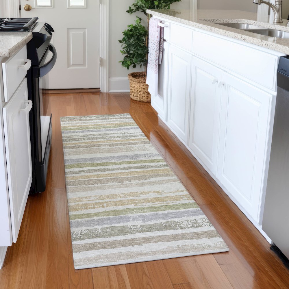 Premium Machine Washable Mayfield AMF1019 Ivory 2'3" x 7'6" Runner Rug. Picture 5