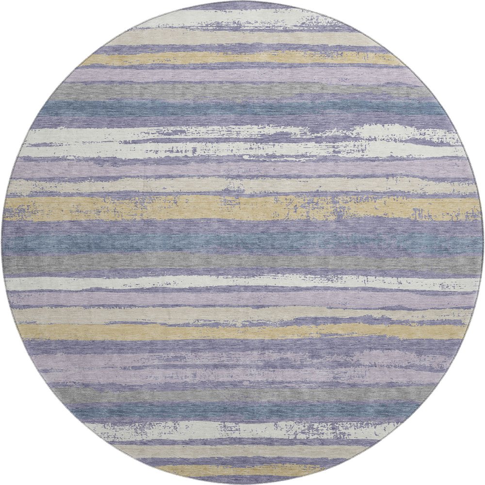 Premium Machine Washable Mayfield AMF1019 Purple 8' x 8' Round Rug. Picture 1