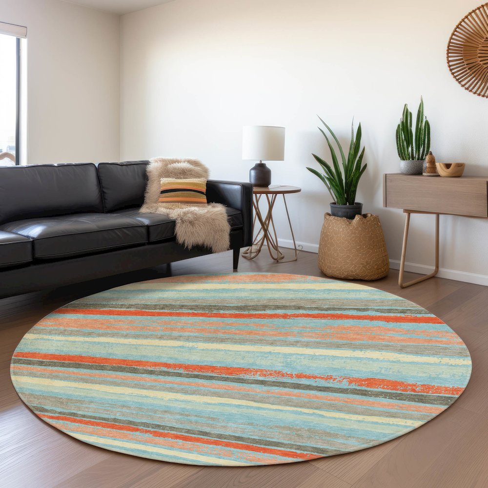 Premium Machine Washable Mayfield AMF1019 Sky 8' x 8' Round Rug. Picture 5