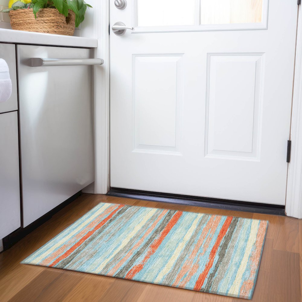 Premium Machine Washable Mayfield AMF1019 Sky 1'8" x 2'6" Rug. Picture 5