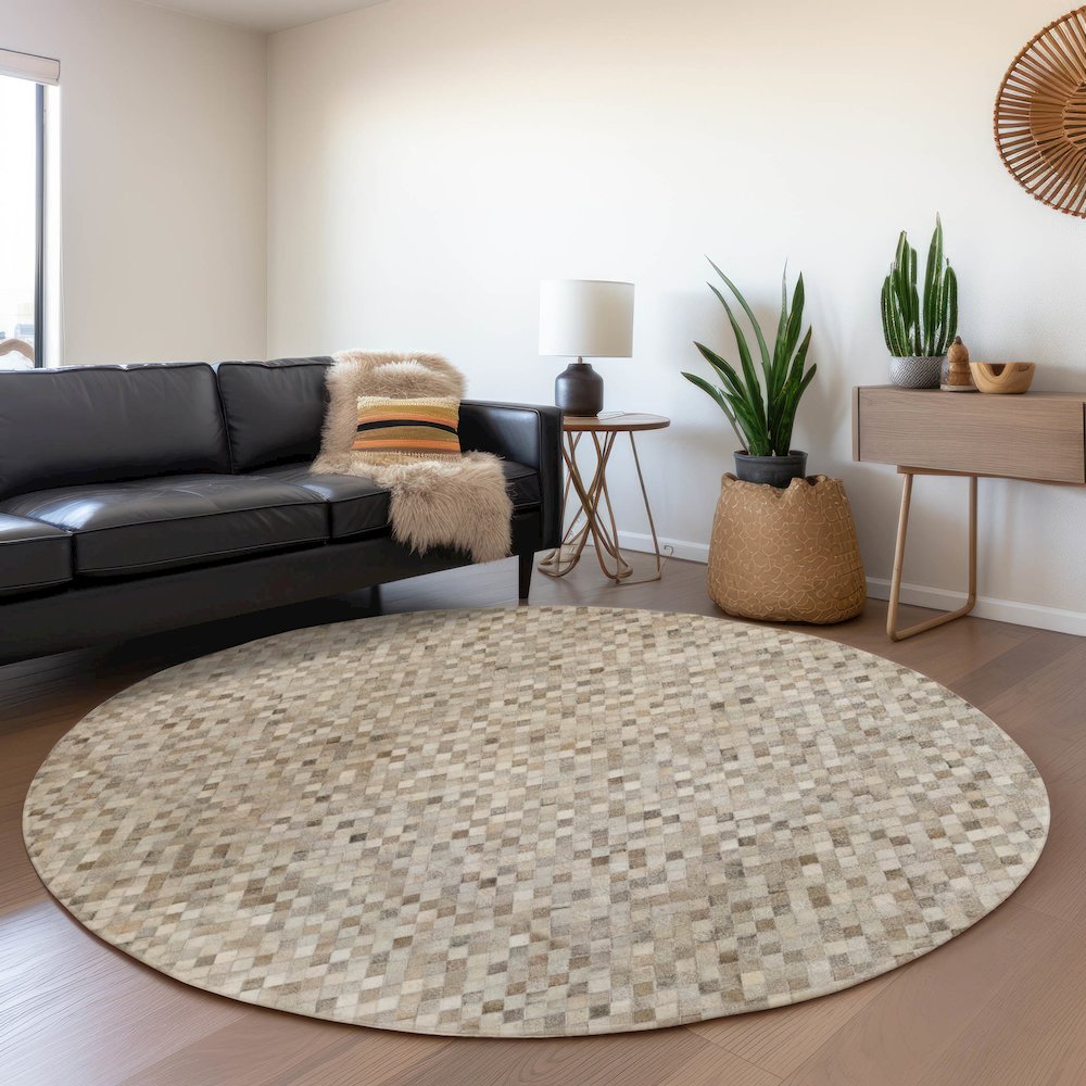 Premium Machine Washable Mayfield  Gray 8' x 8' Round Rug. Picture 5