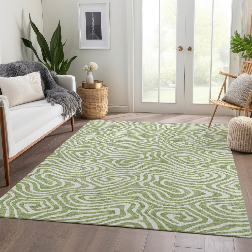 Premium Machine Washable Mayfield AMF1020 Aloe 2'6" x 3'10" Rug. Picture 6