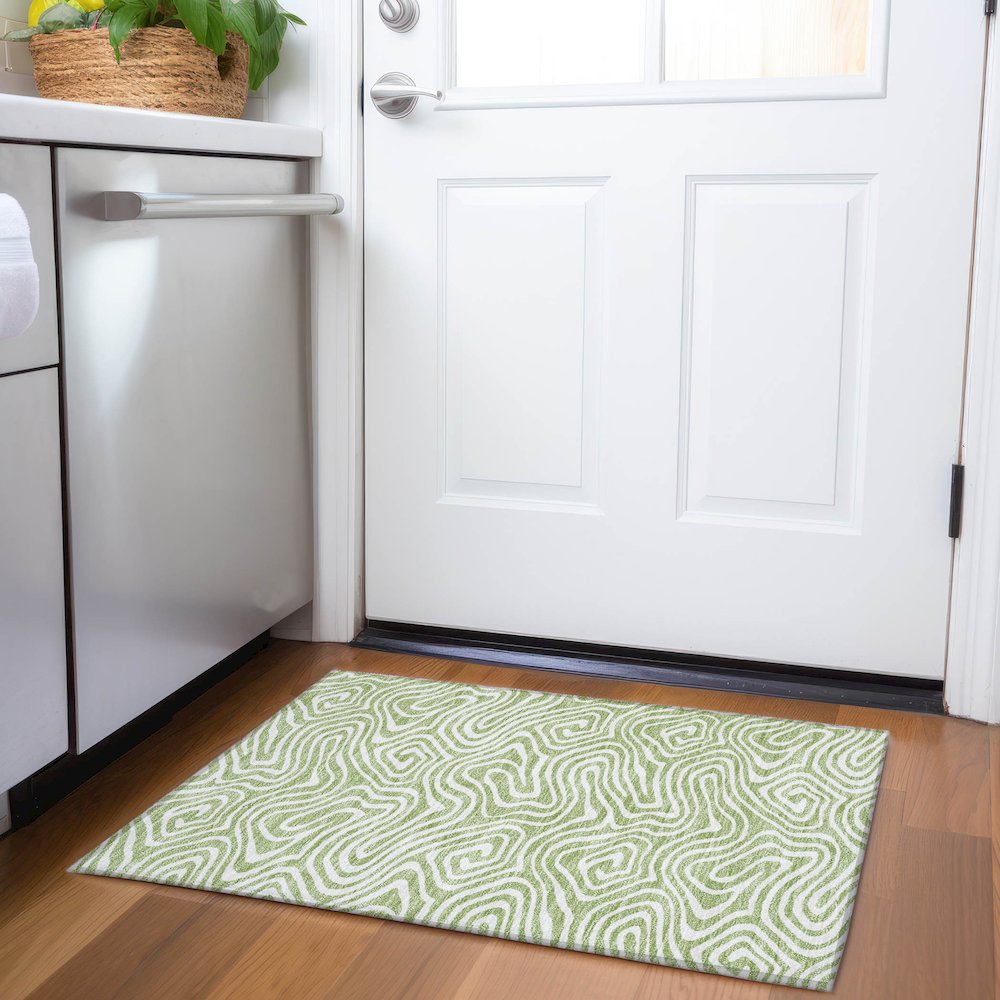Premium Machine Washable Mayfield AMF1020 Aloe 1'8" x 2'6" Rug. Picture 5