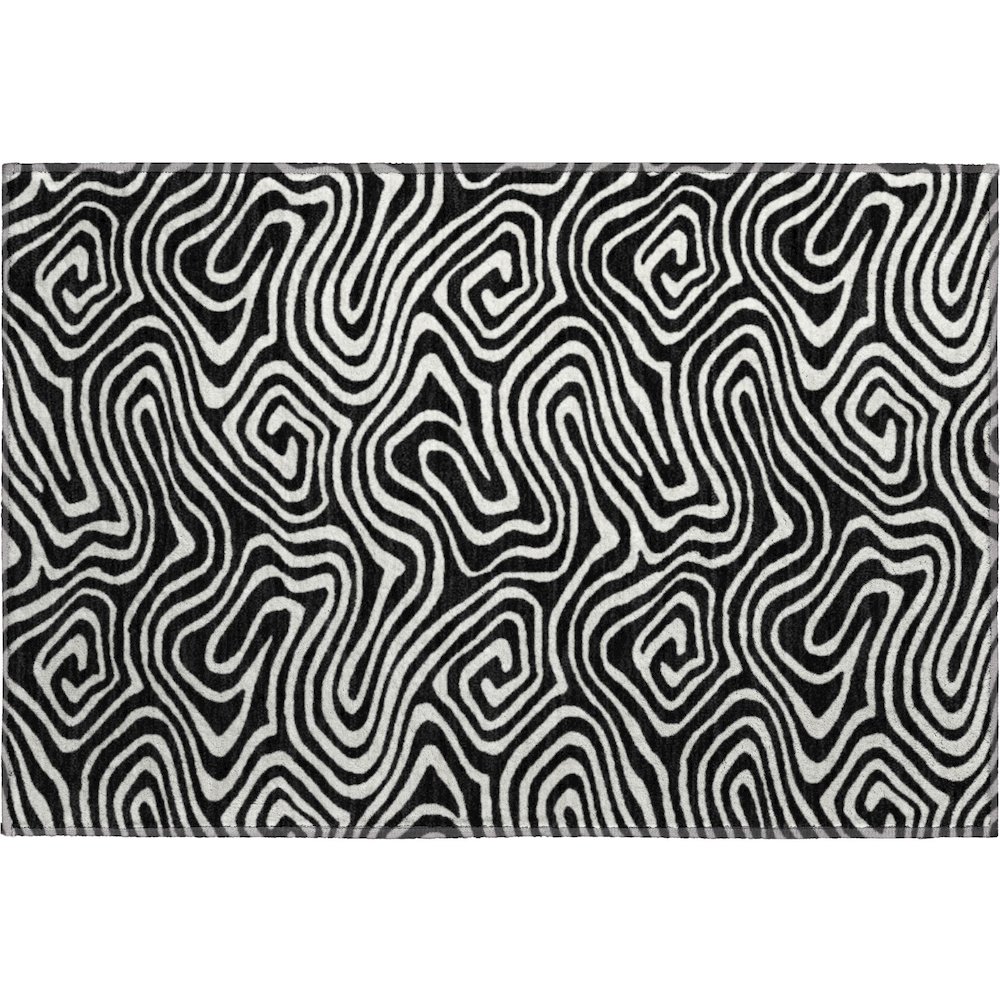 Premium Machine Washable Mayfield AMF1020 Black 1'8" x 2'6" Rug. Picture 1