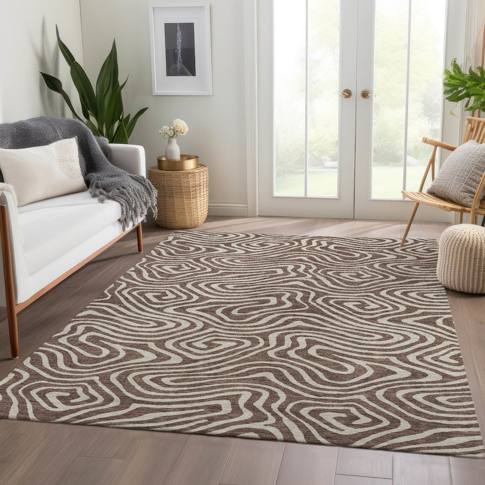 Premium Machine Washable Mayfield AMF1020 Brown 2'6" x 3'10" Rug. Picture 6