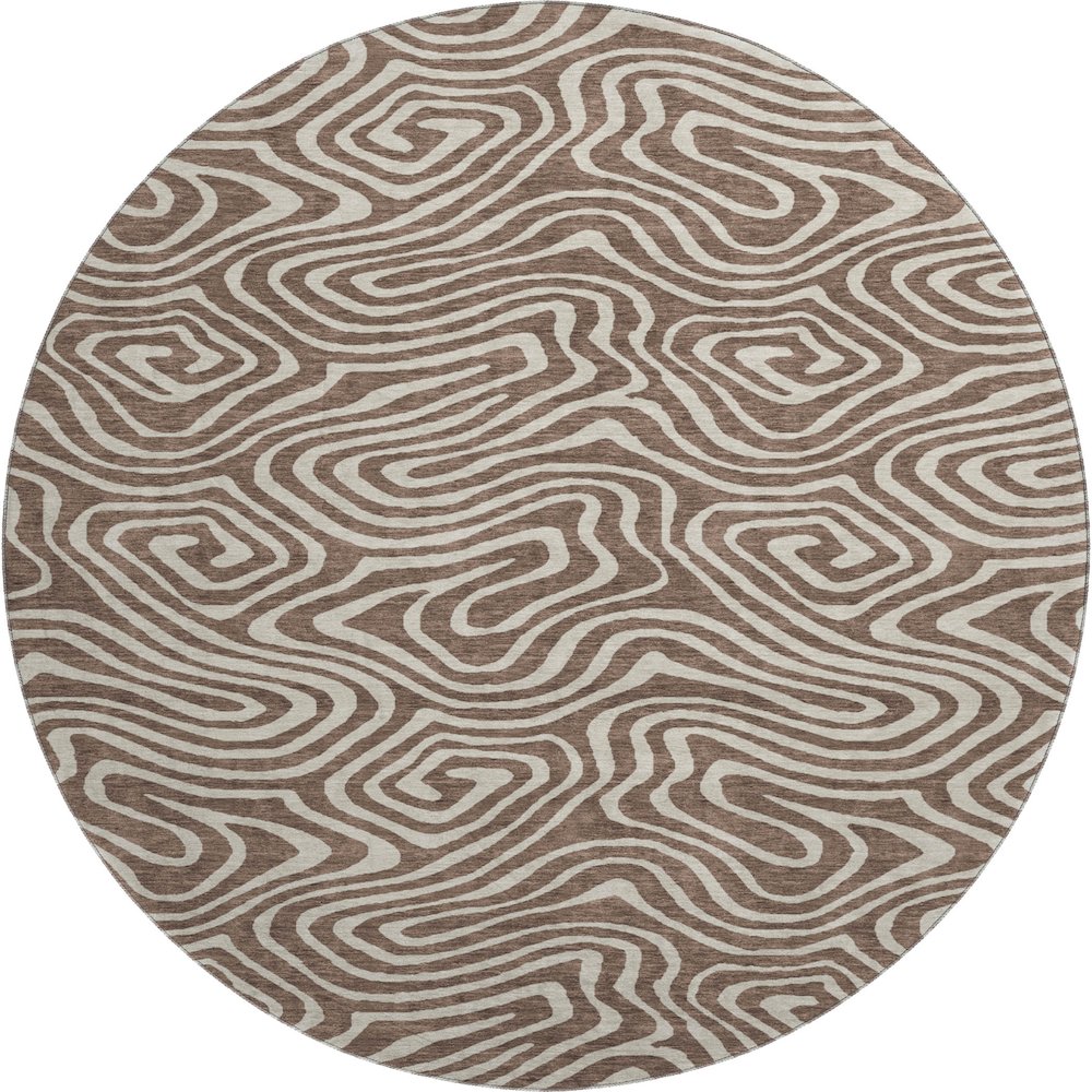 Premium Machine Washable Mayfield AMF1020 Brown 8' x 8' Round Rug. Picture 1