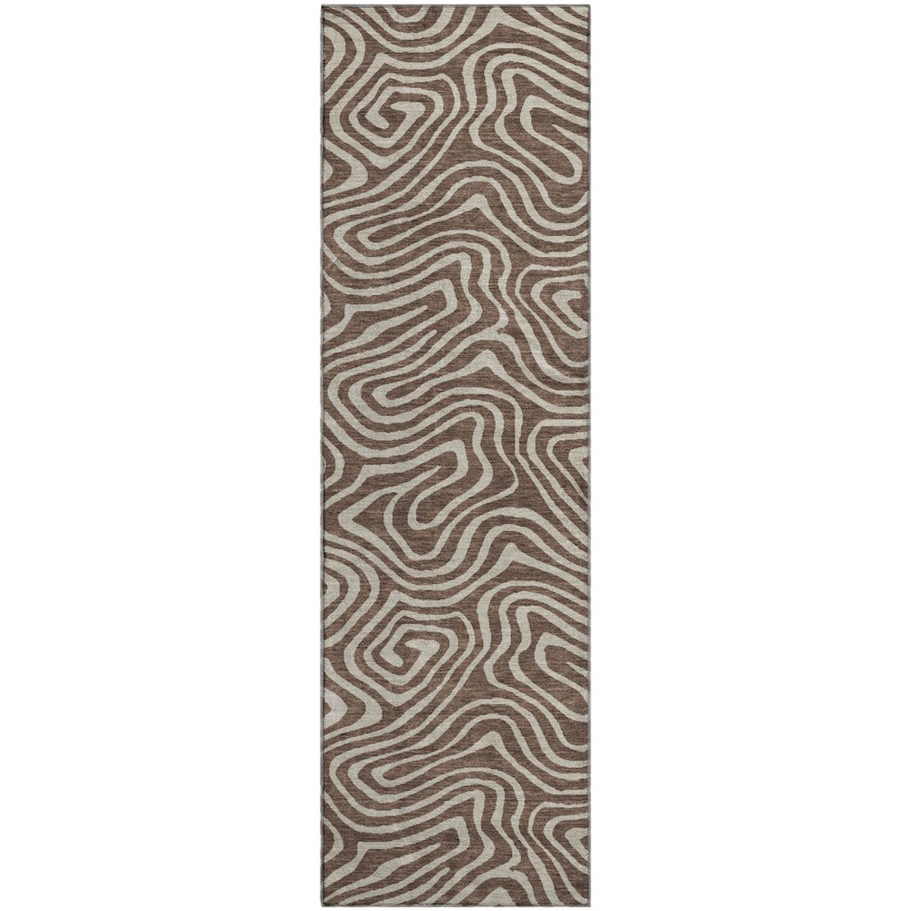 Premium Machine Washable Mayfield AMF1020 Brown 2'3" x 7'6" Runner Rug. Picture 1