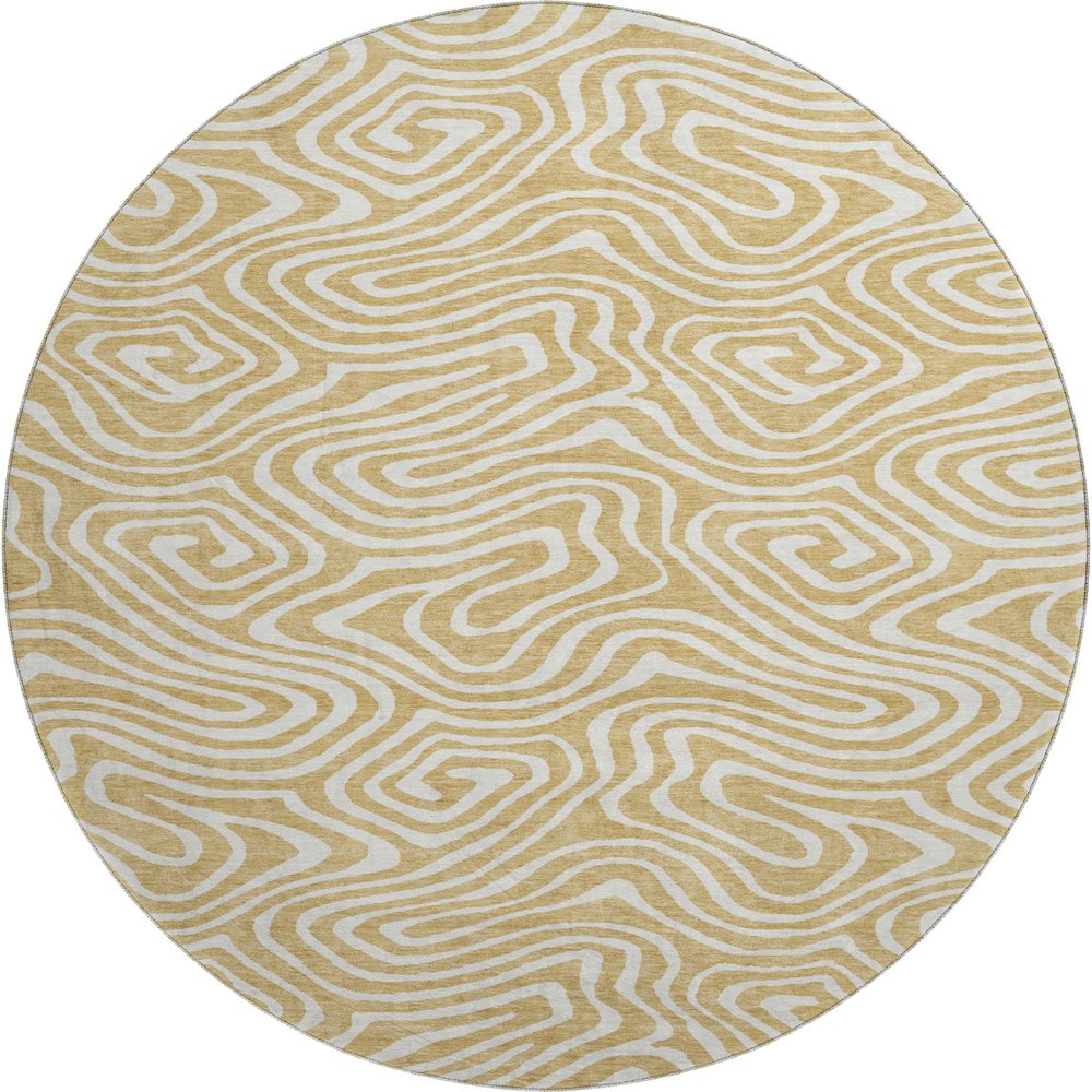 Premium Machine Washable Mayfield AMF1020 Gold 8' x 8' Round Rug. Picture 1