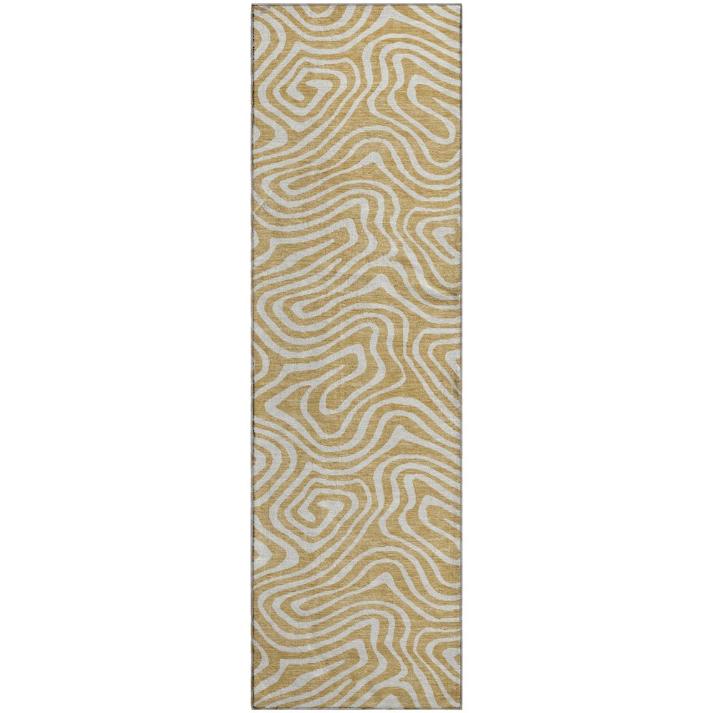 Premium Machine Washable Mayfield AMF1020 Gold 2'3" x 7'6" Runner Rug. Picture 1