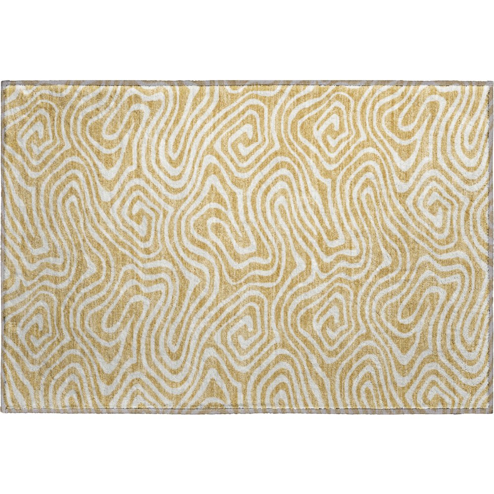 Premium Machine Washable Mayfield AMF1020 Gold 1'8" x 2'6" Rug. Picture 1