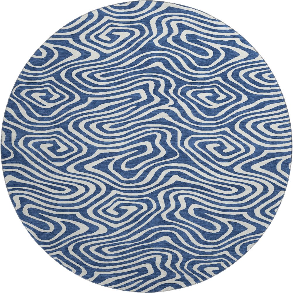 Premium Machine Washable Mayfield AMF1020 Navy 8' x 8' Round Rug. Picture 1