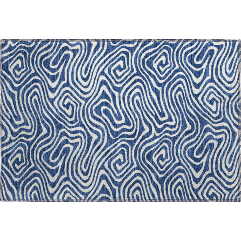 Premium Machine Washable Mayfield AMF1020 Navy 1'8" x 2'6" Rug. Picture 1