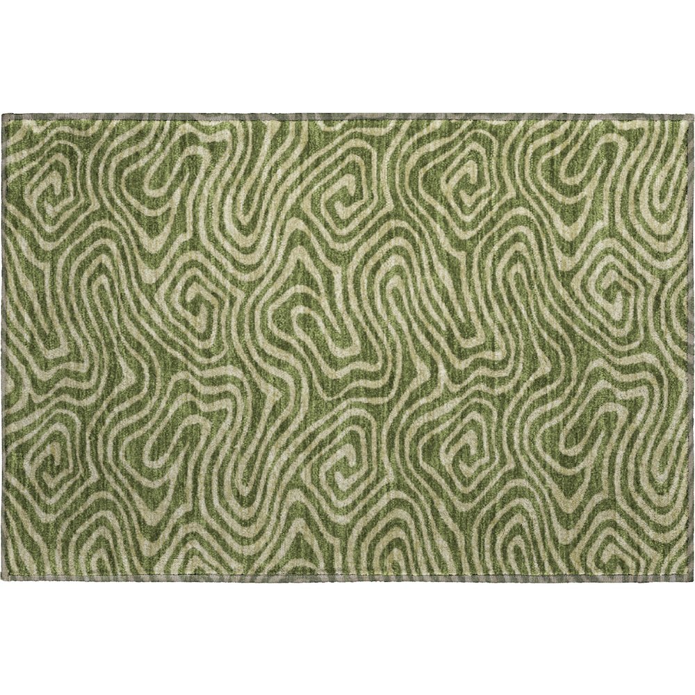 Premium Machine Washable Mayfield AMF1020 Olive 1'8" x 2'6" Rug. Picture 1