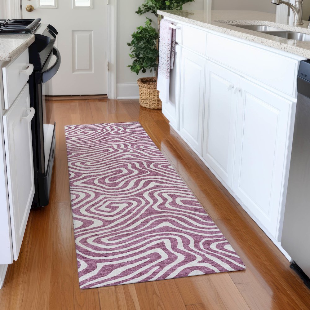 Premium Machine Washable Mayfield AMF1020 Plum 2'3" x 7'6" Runner Rug. Picture 5