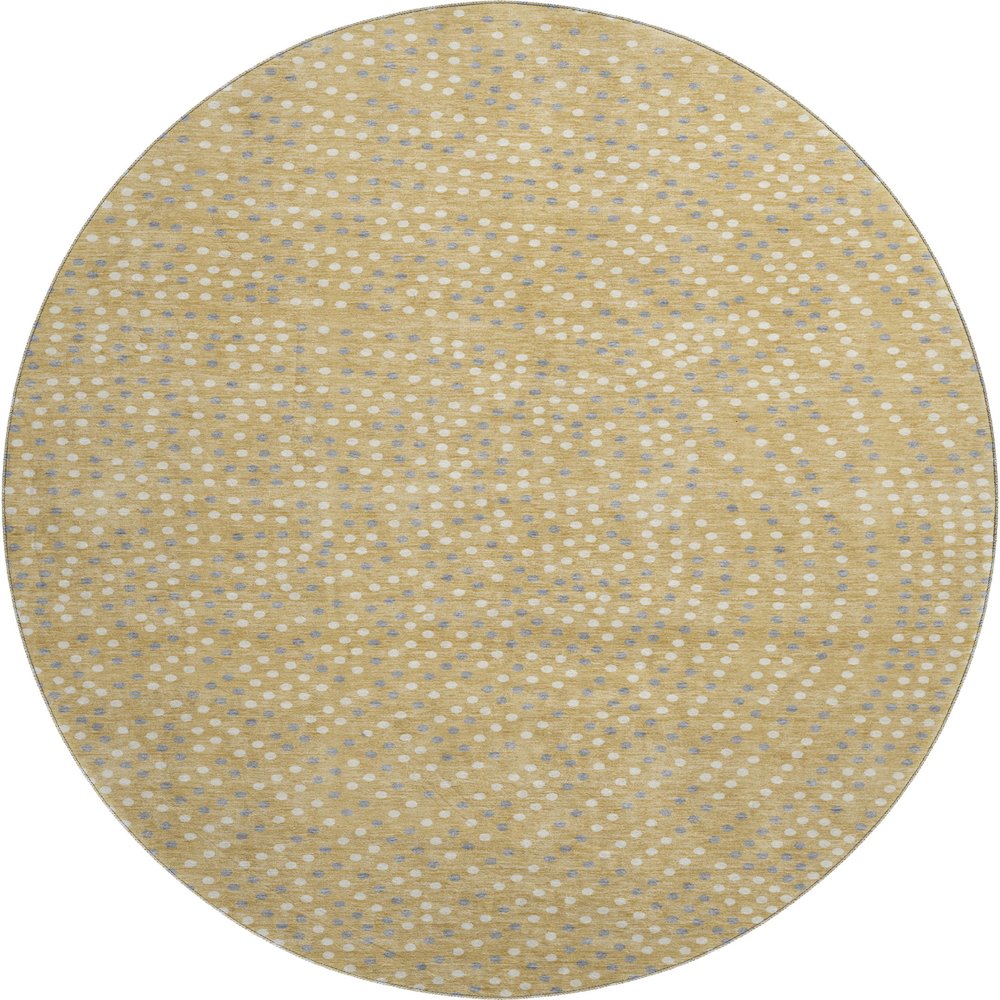 Premium Machine Washable Mayfield AMF1021 Gold 8' x 8' Round Rug. Picture 1