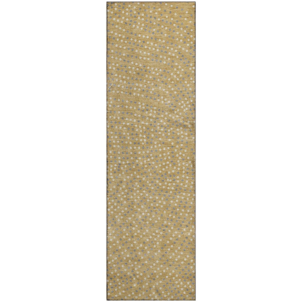 Premium Machine Washable Mayfield AMF1021 Gold 2'3" x 7'6" Runner Rug. Picture 1