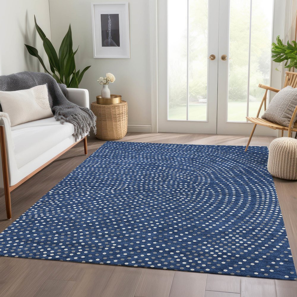Premium Machine Washable Mayfield AMF1021 Navy 2'6" x 3'10" Rug. Picture 6