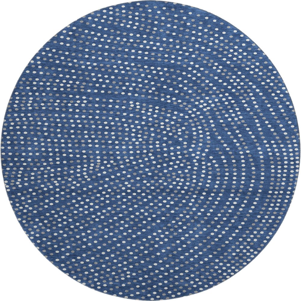 Premium Machine Washable Mayfield AMF1021 Navy 8' x 8' Round Rug. Picture 1