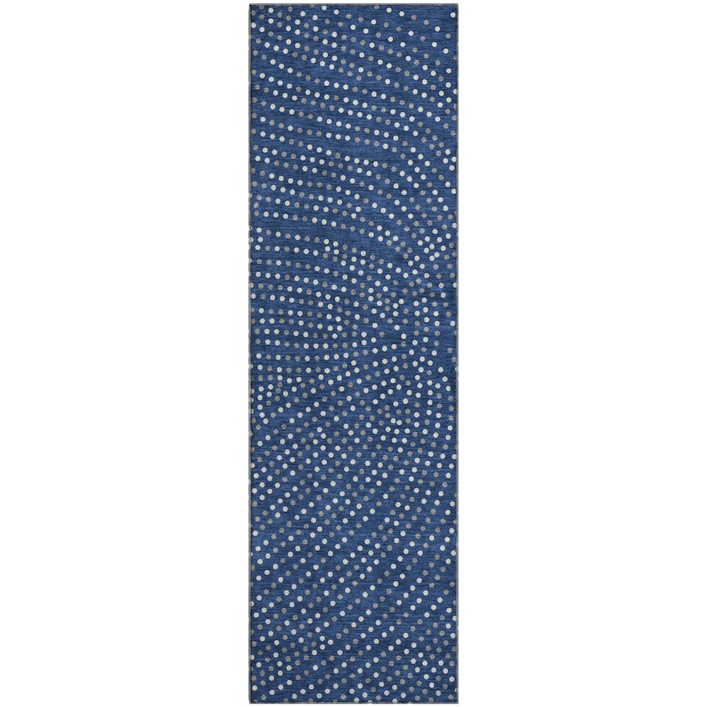 Premium Machine Washable Mayfield AMF1021 Navy 2'3" x 7'6" Runner Rug. Picture 1