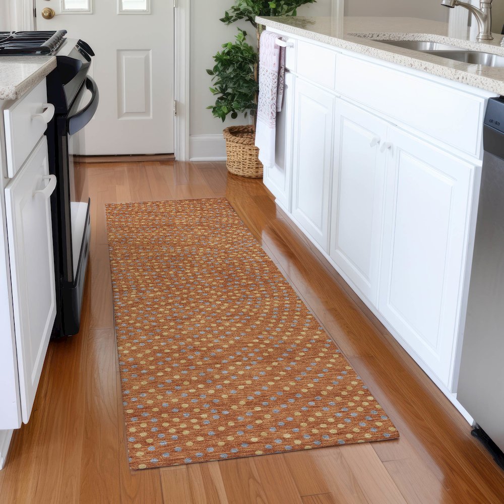 Premium Machine Washable Mayfield AMF1021 Paprika 2'3" x 7'6" Runner Rug. Picture 5