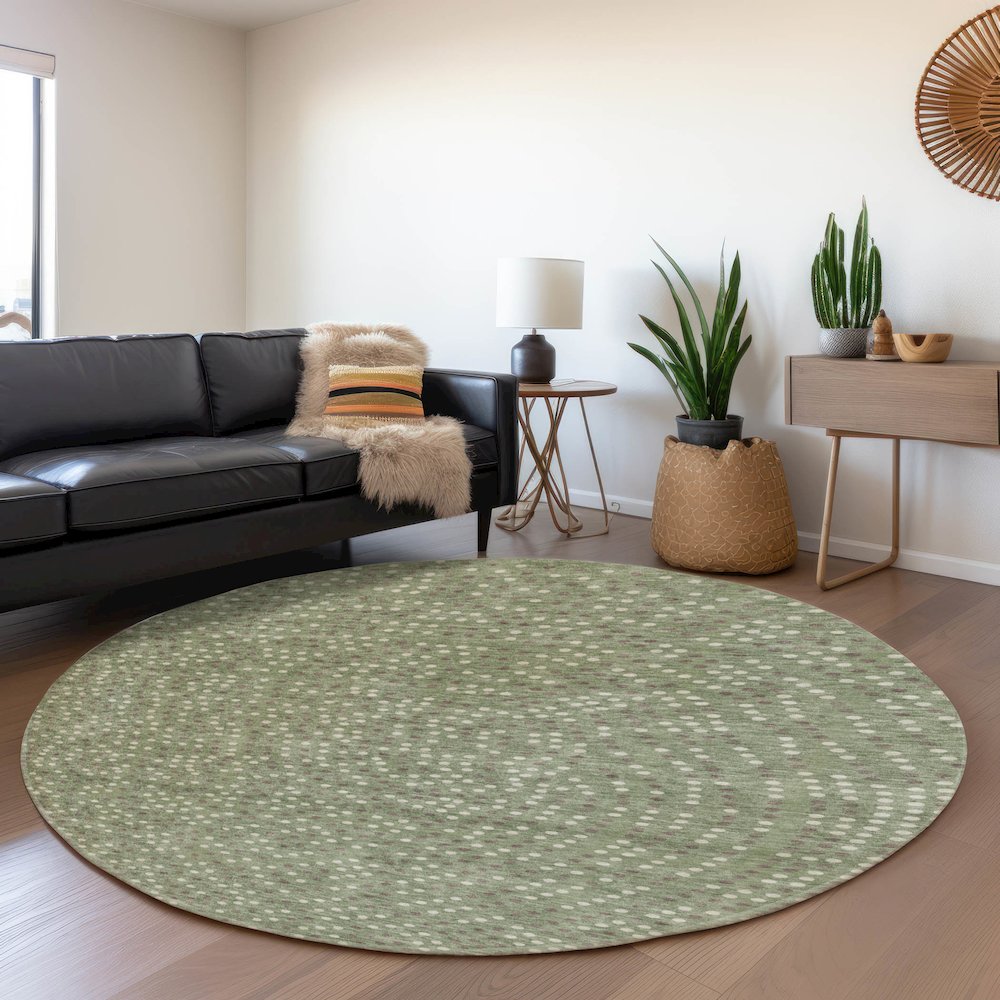 Premium Machine Washable Mayfield AMF1021 Sage 8' x 8' Round Rug. Picture 5