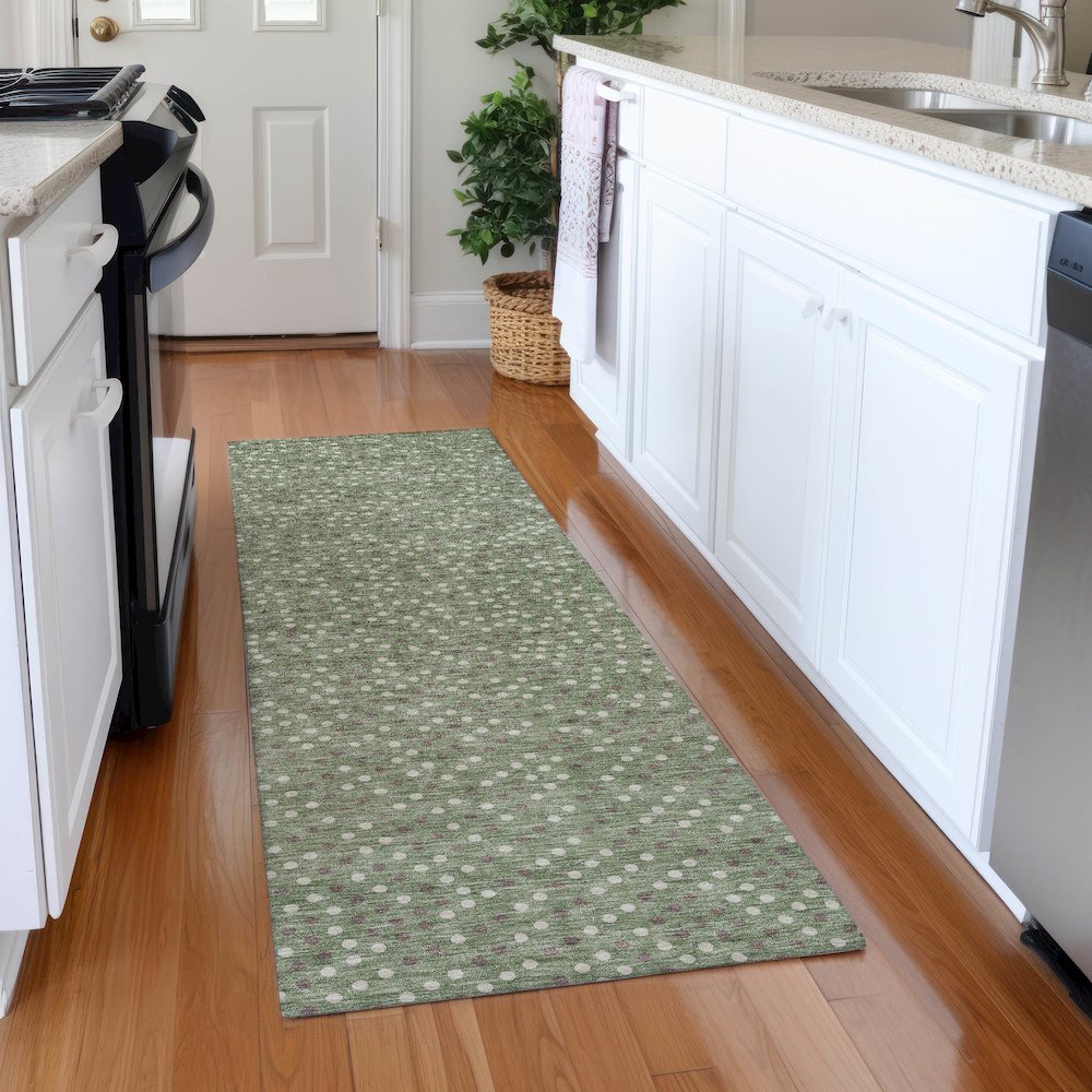 Premium Machine Washable Mayfield AMF1021 Sage 2'3" x 7'6" Runner Rug. Picture 5