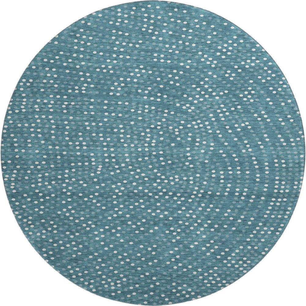 Premium Machine Washable Mayfield AMF1021 Teal 8' x 8' Round Rug. Picture 1