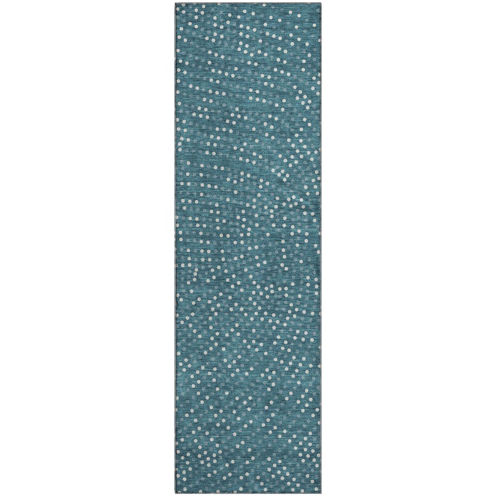 Premium Machine Washable Mayfield AMF1021 Teal 2'3" x 7'6" Runner Rug. Picture 1