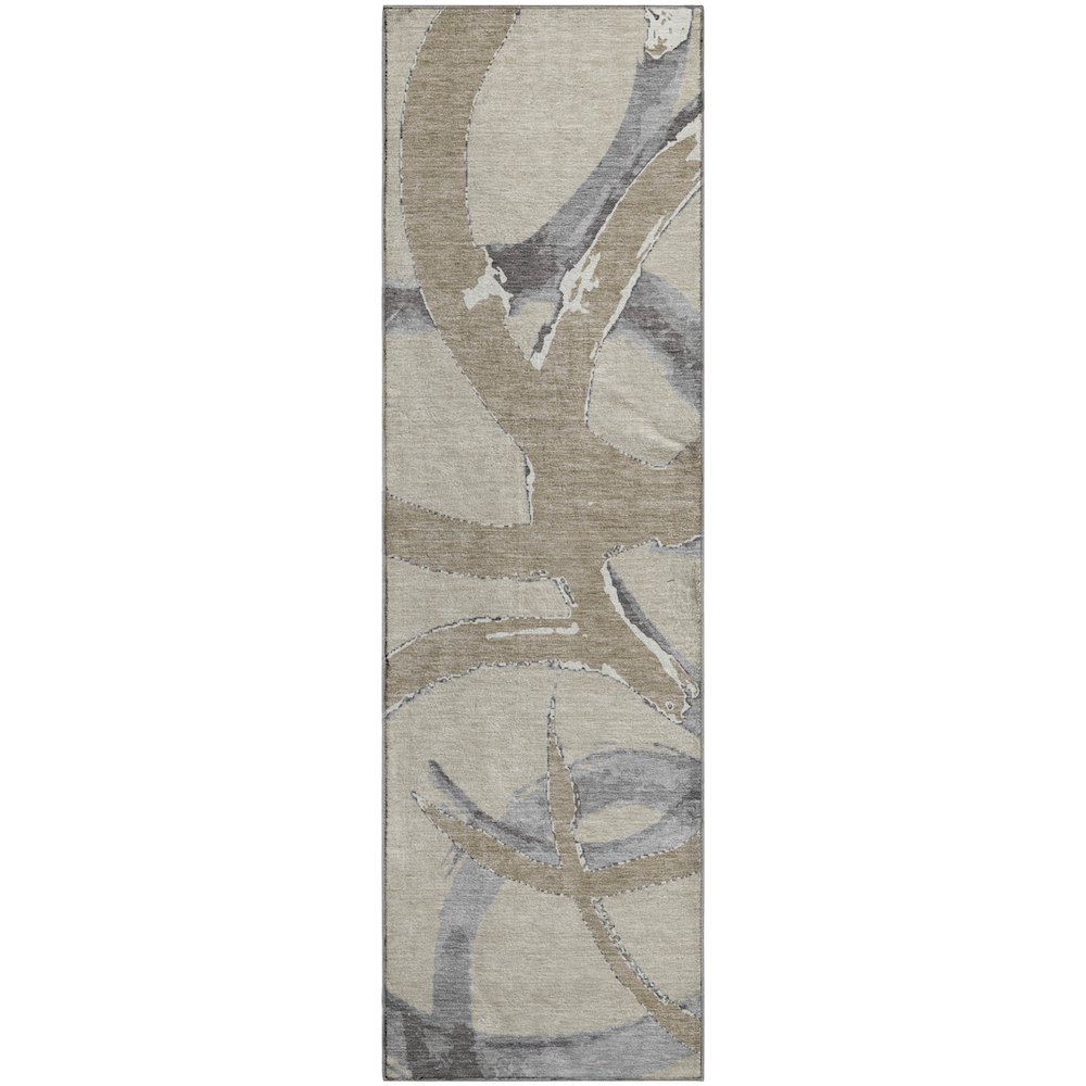 Premium Machine Washable Mayfield AMF1022 Beige 2'3" x 7'6" Runner Rug. Picture 1