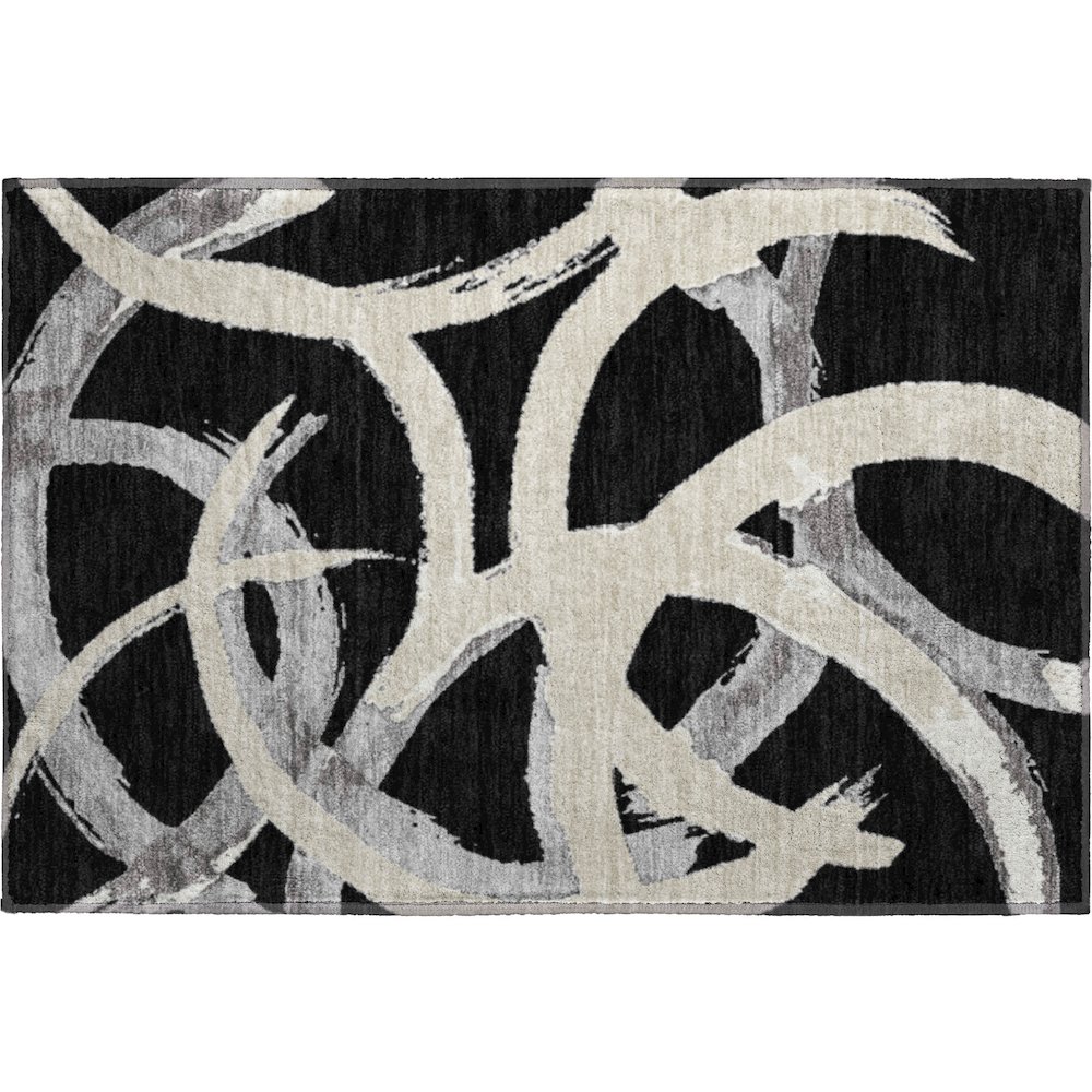 Premium Machine Washable Mayfield AMF1022 Black 1'8" x 2'6" Rug. Picture 1