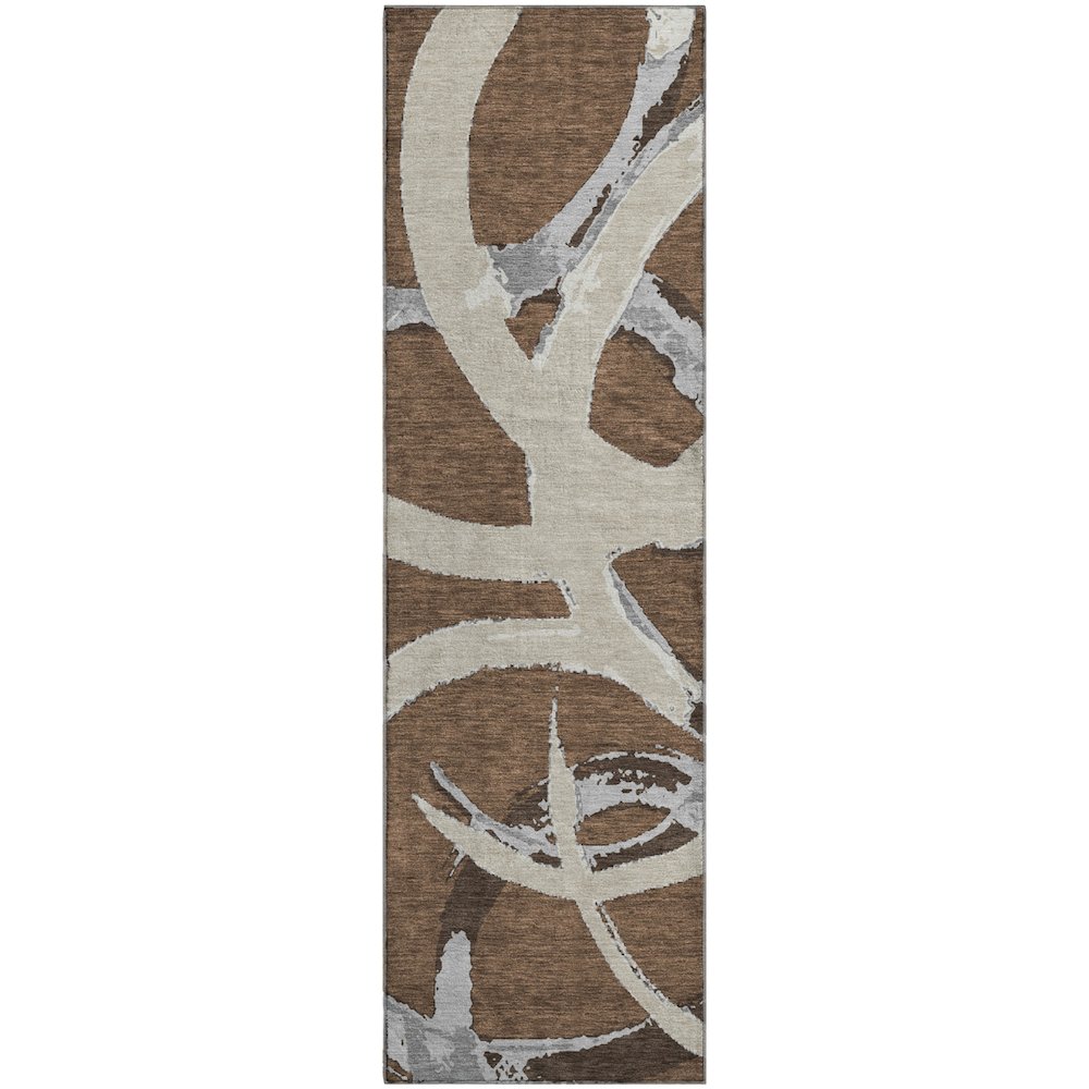 Premium Machine Washable Mayfield AMF1022 Brown 2'3" x 7'6" Runner Rug. Picture 1