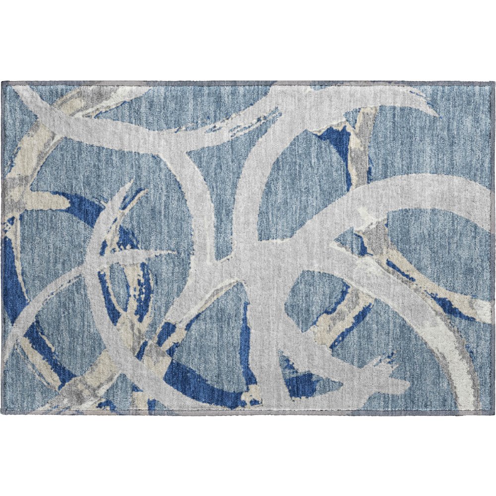 Premium Machine Washable Mayfield AMF1022 Denim 1'8" x 2'6" Rug. Picture 1