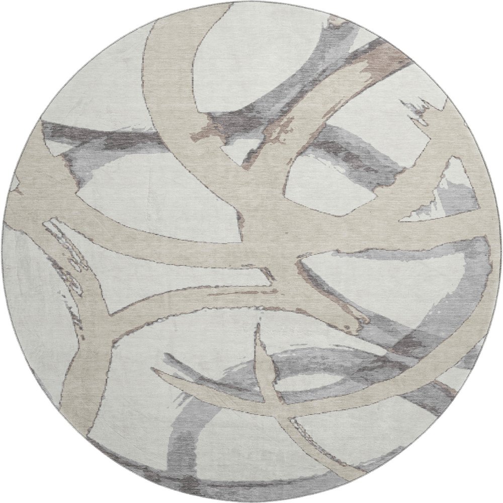 Premium Machine Washable Mayfield AMF1022 Ivory 8' x 8' Round Rug. Picture 1