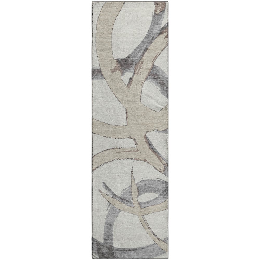 Premium Machine Washable Mayfield AMF1022 Ivory 2'3" x 7'6" Runner Rug. Picture 1