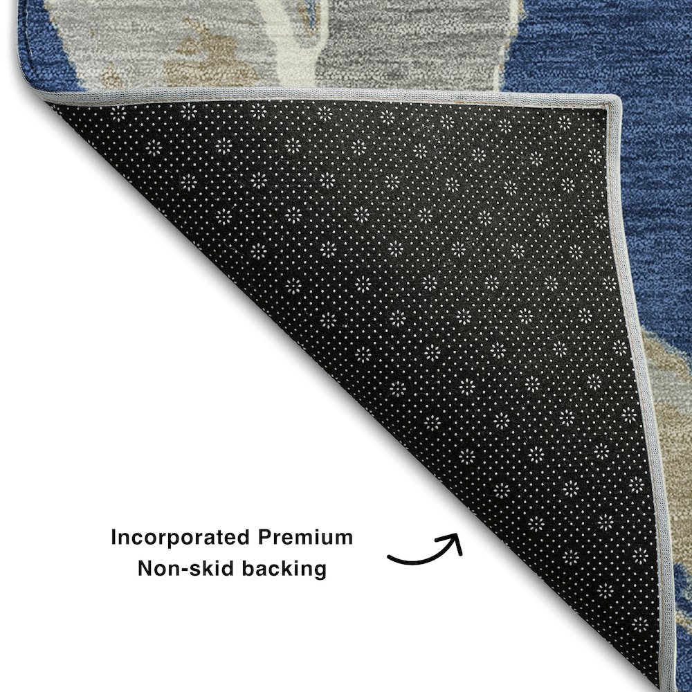 Premium Machine Washable Mayfield AMF1022 Navy 1'8" x 2'6" Rug. Picture 2
