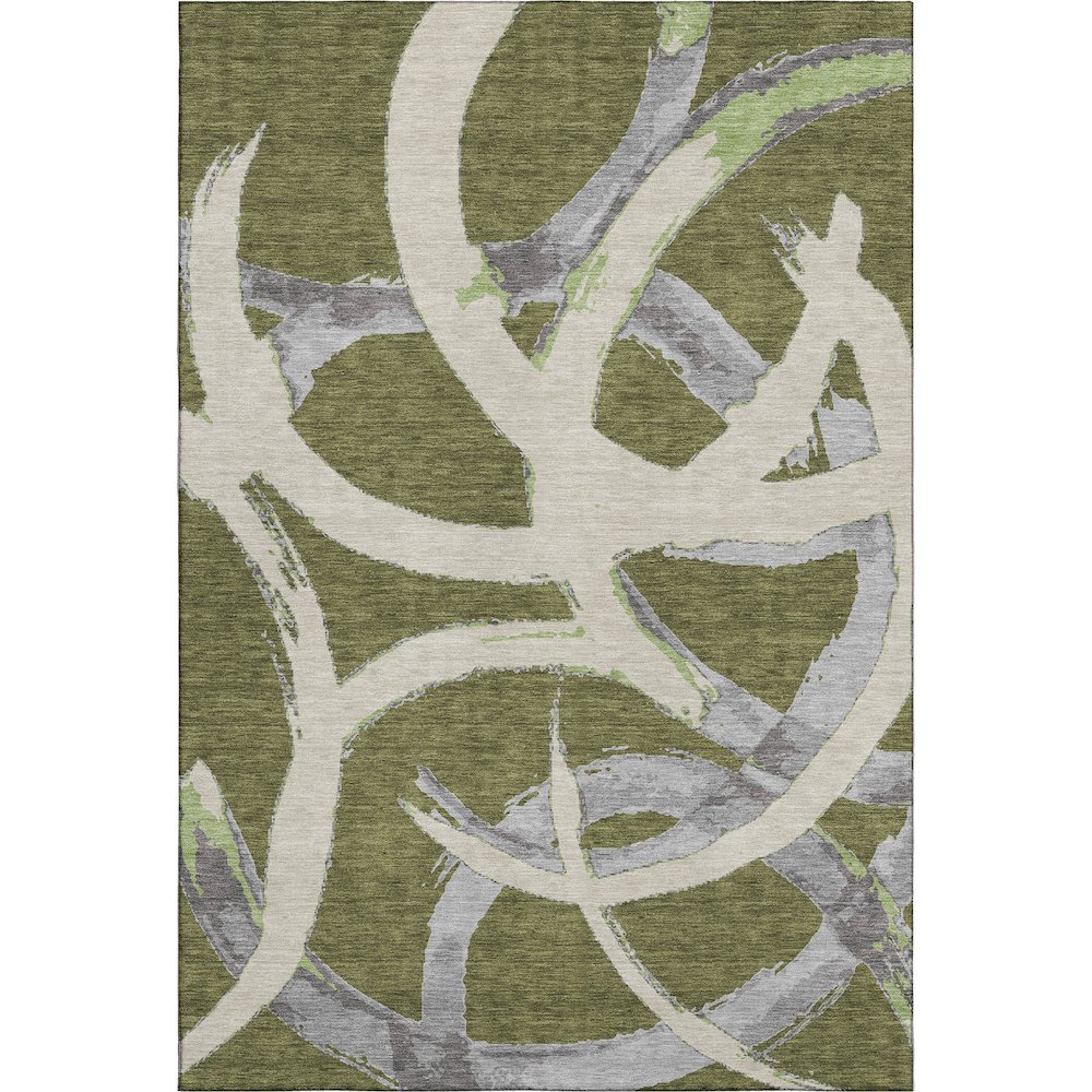 Premium Machine Washable Mayfield AMF1022 Olive 2'6" x 3'10" Rug. Picture 1