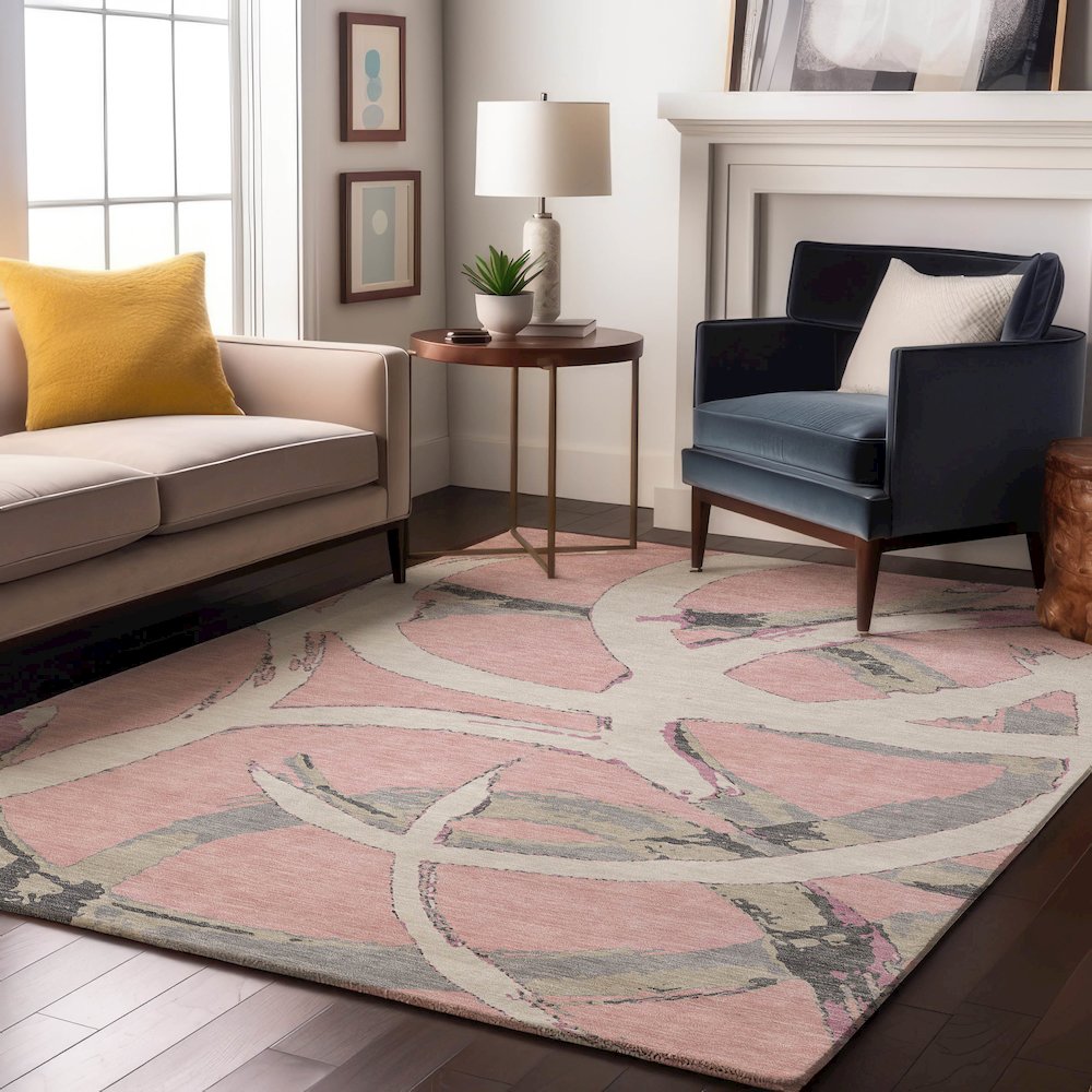 Premium Machine Washable Mayfield AMF1022 Pink 2'6" x 3'10" Rug. Picture 5