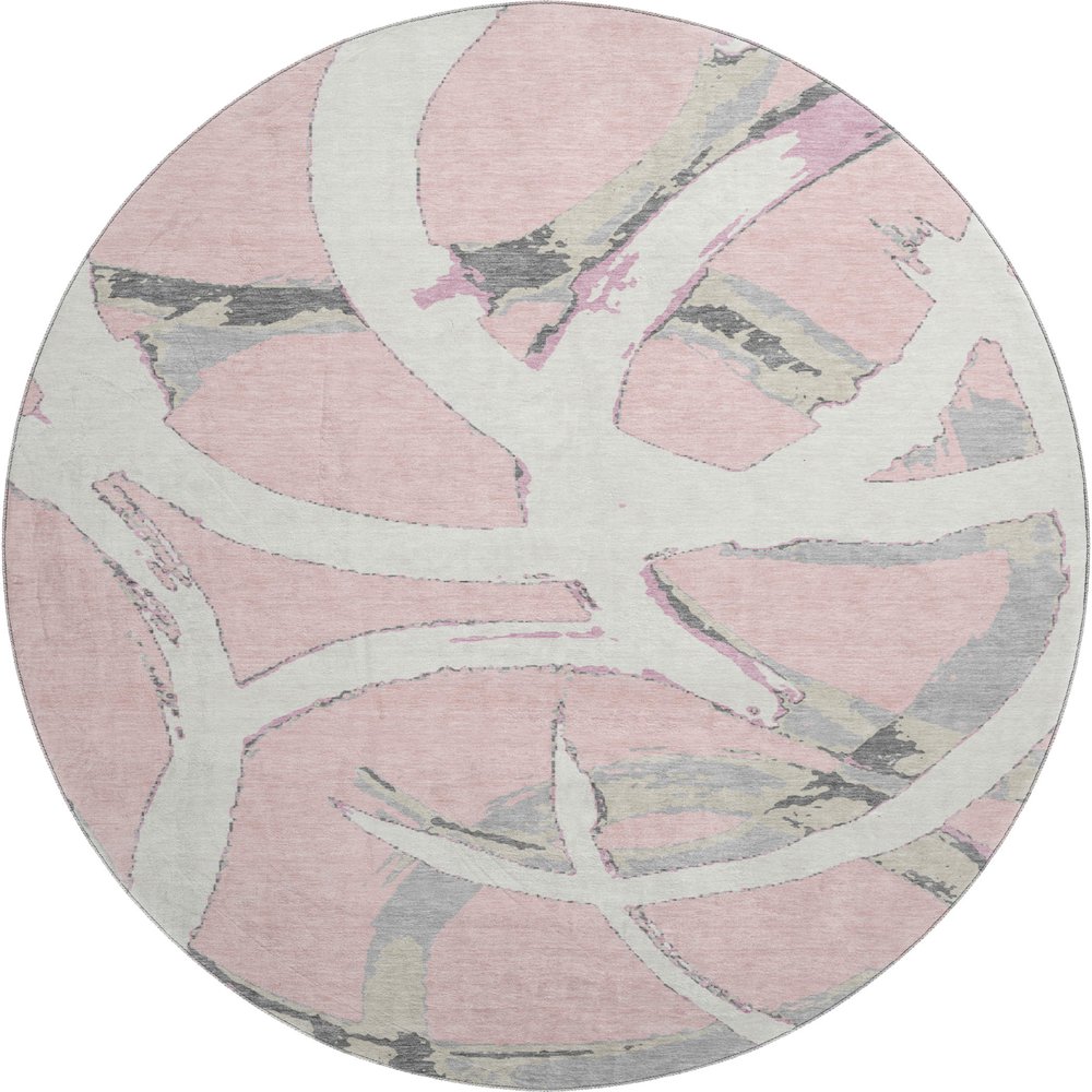 Premium Machine Washable Mayfield AMF1022 Pink 8' x 8' Round Rug. Picture 1