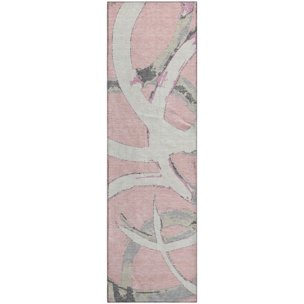 Premium Machine Washable Mayfield AMF1022 Pink 2'3" x 7'6" Runner Rug. Picture 1