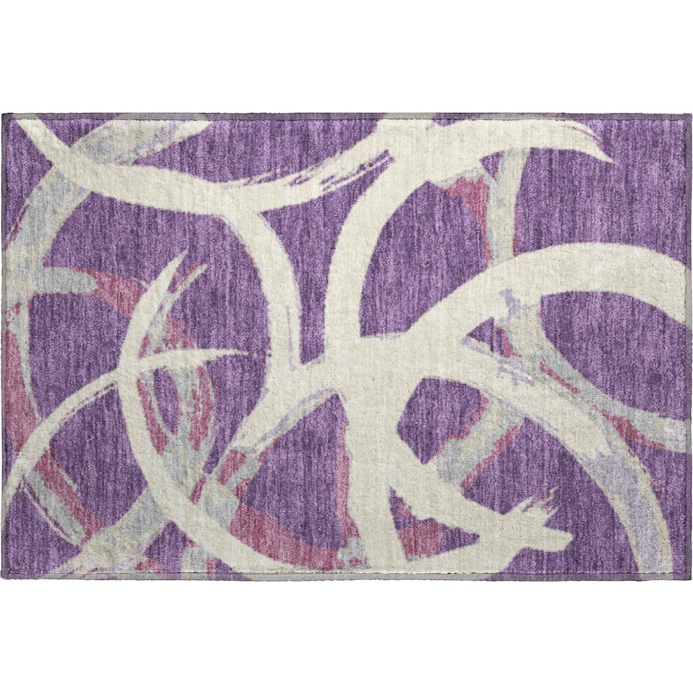 Premium Machine Washable Mayfield AMF1022 Purple 1'8" x 2'6" Rug. Picture 1