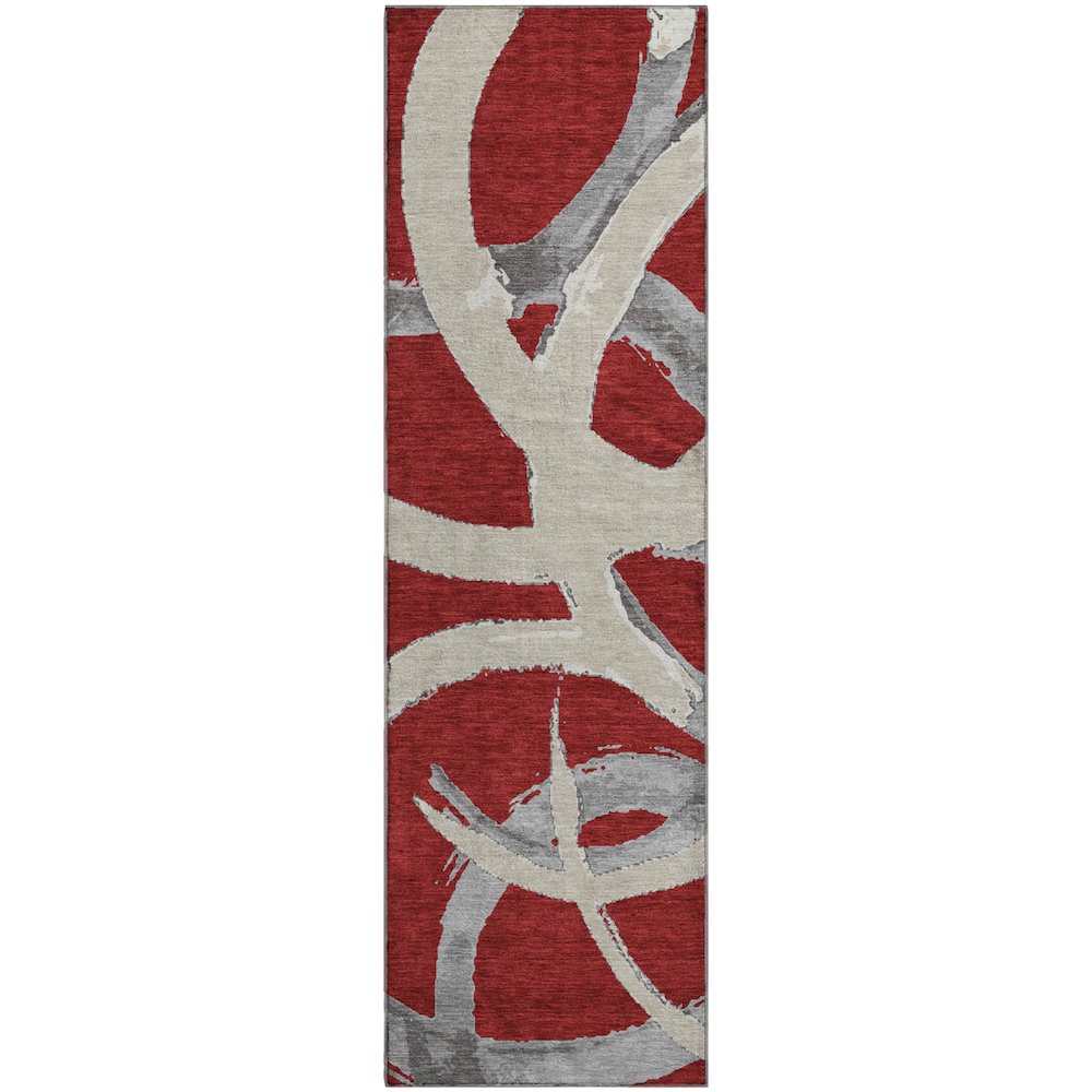 Premium Machine Washable Mayfield AMF1022 Red 2'3" x 7'6" Runner Rug. Picture 1