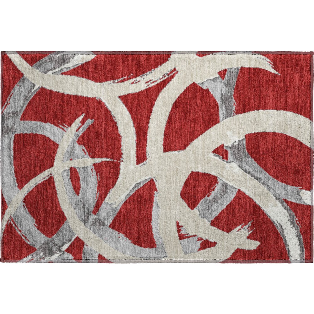 Premium Machine Washable Mayfield AMF1022 Red 1'8" x 2'6" Rug. Picture 1