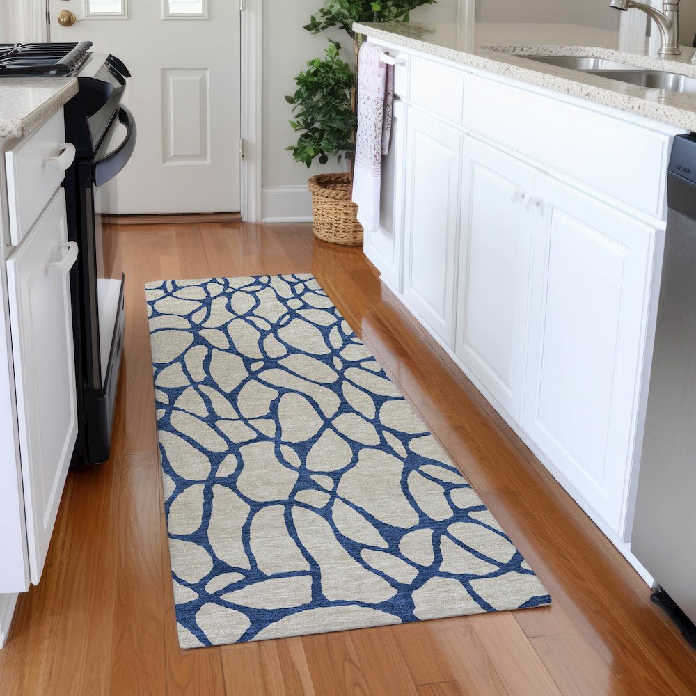 Premium Machine Washable Mayfield AMF1023 Beige 2'3" x 7'6" Runner Rug. Picture 5